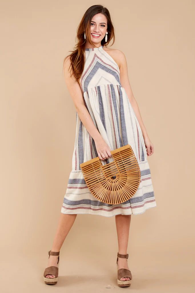 Going For It Striped Midi Dress | Red Dress 
