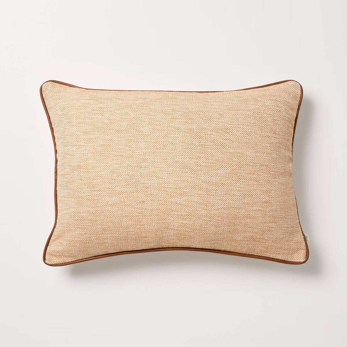 14"x20" Tweed with Faux Leather Lumbar Trim Toss Pillow Rust - Hearth & Hand™ with Magnolia | Target