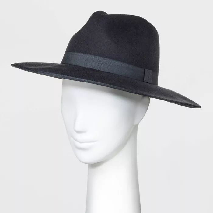 Women's Wide Brim Fedora Hat - A New Day™ Gray One Size | Target