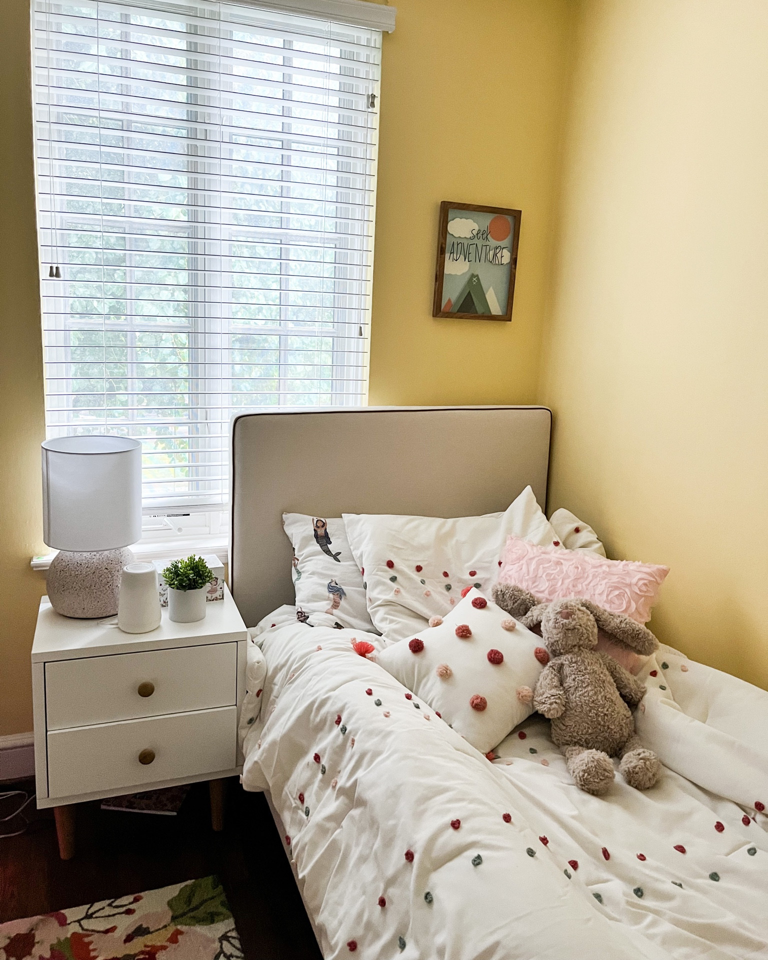 Kids bedroom. And the bed and sheets are on sale!!!

We invested in twin beds for our girls, and my 3 year old we put bumpers under the sheets (pictured here) and it’s perfect!!! 

The organic sheets we got are more expensive than non-organic sheets, but super great quality! So plan to have those for a looong time.  

Art work is from Target in kids section, but it’s old and cannot find it on the site anymore!!

#LTKkids #LTKfamily #LTKhome