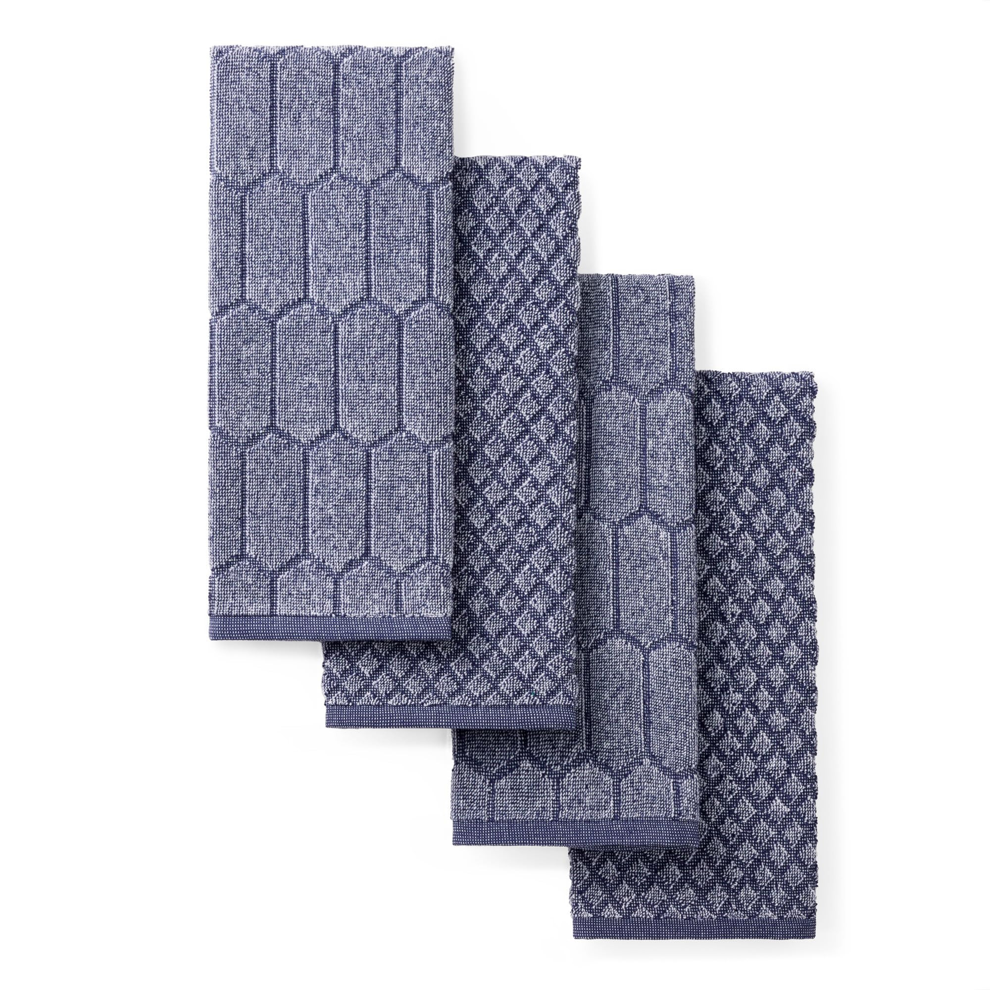 Martha Stewart Honeycomb Chambray Textured Kitchen Towel 4-Pack Set, 100% Cotton with Absorbent T... | Amazon (US)