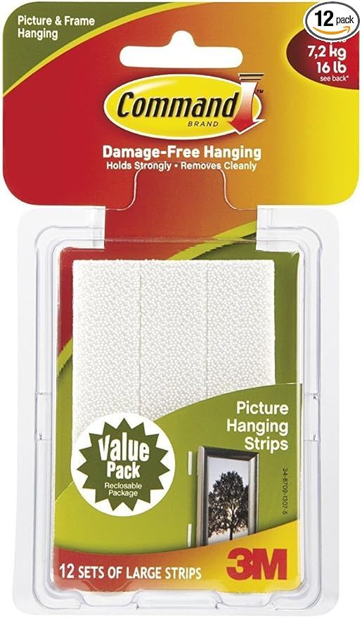 Command Large Picture-Hanging Strips, White, 12-Strip | Amazon (US)