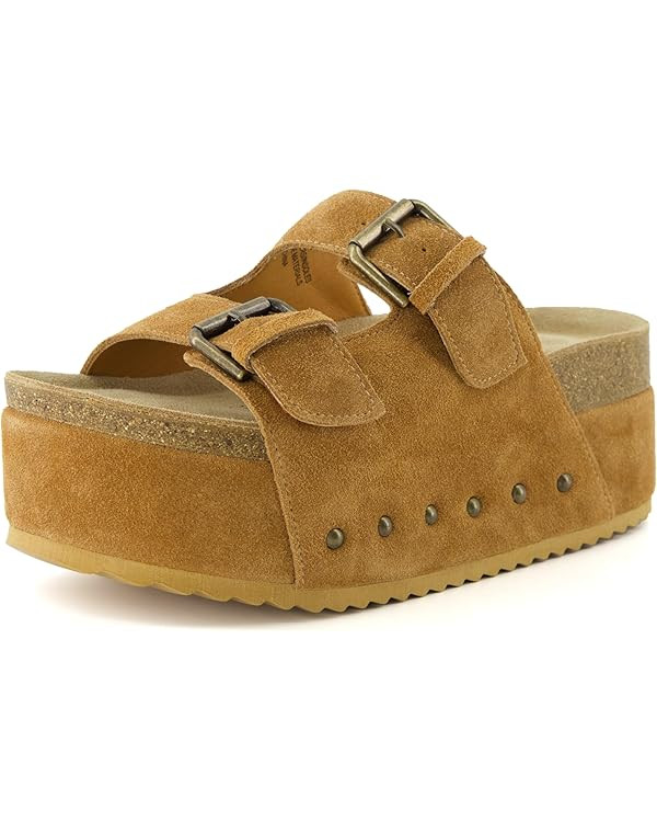 CUSHIONAIRE Women's Guru Genuine Leather footbed platform sandal with +Comfort, Wide Widths Avail... | Amazon (US)