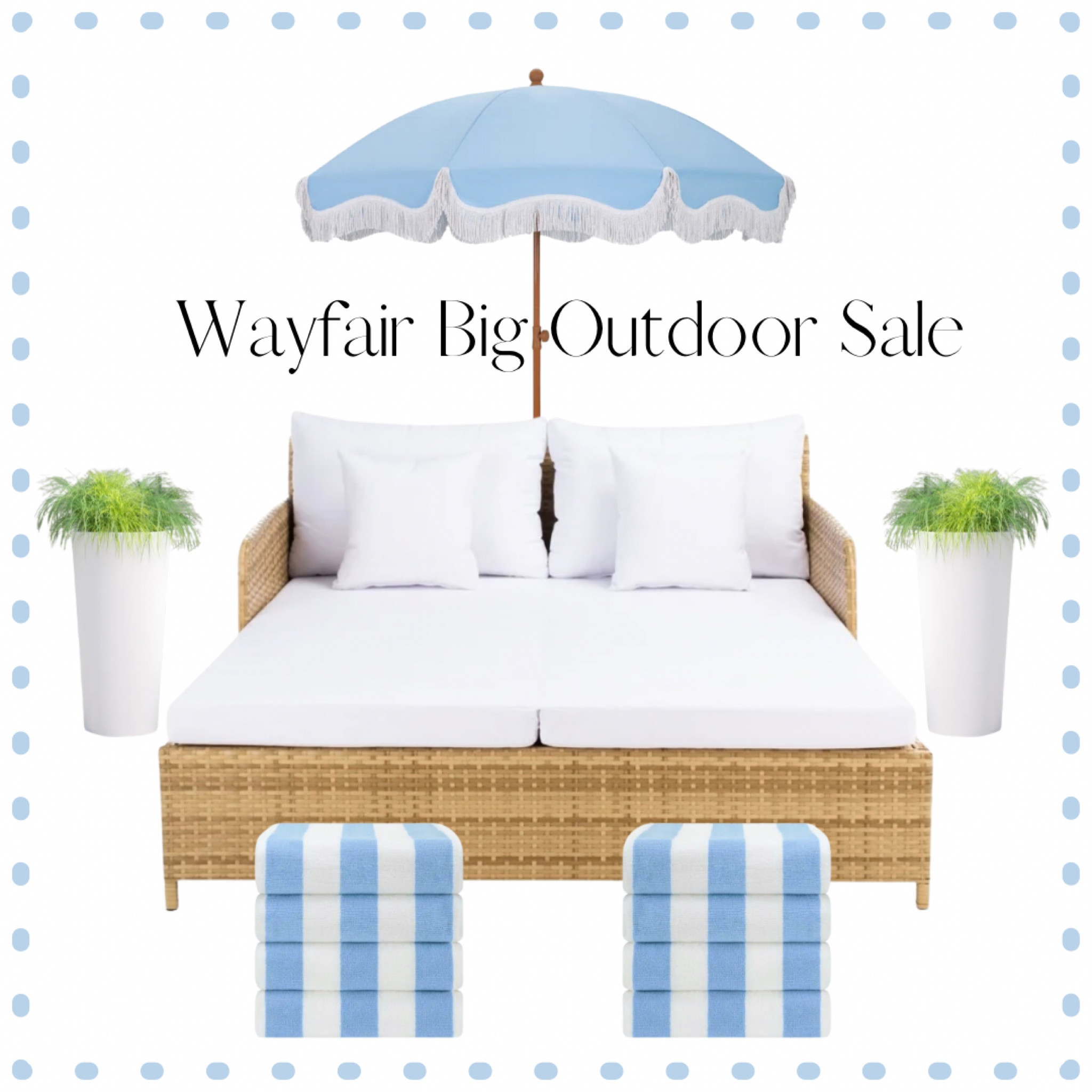Wayfair Big Summer Sale
Up to 50% Off
Planters, Umbrellas, beach towels, outdoor furniture, outdoor rugs

#LTKsalealert #LTKhome #LTKGiftGuide