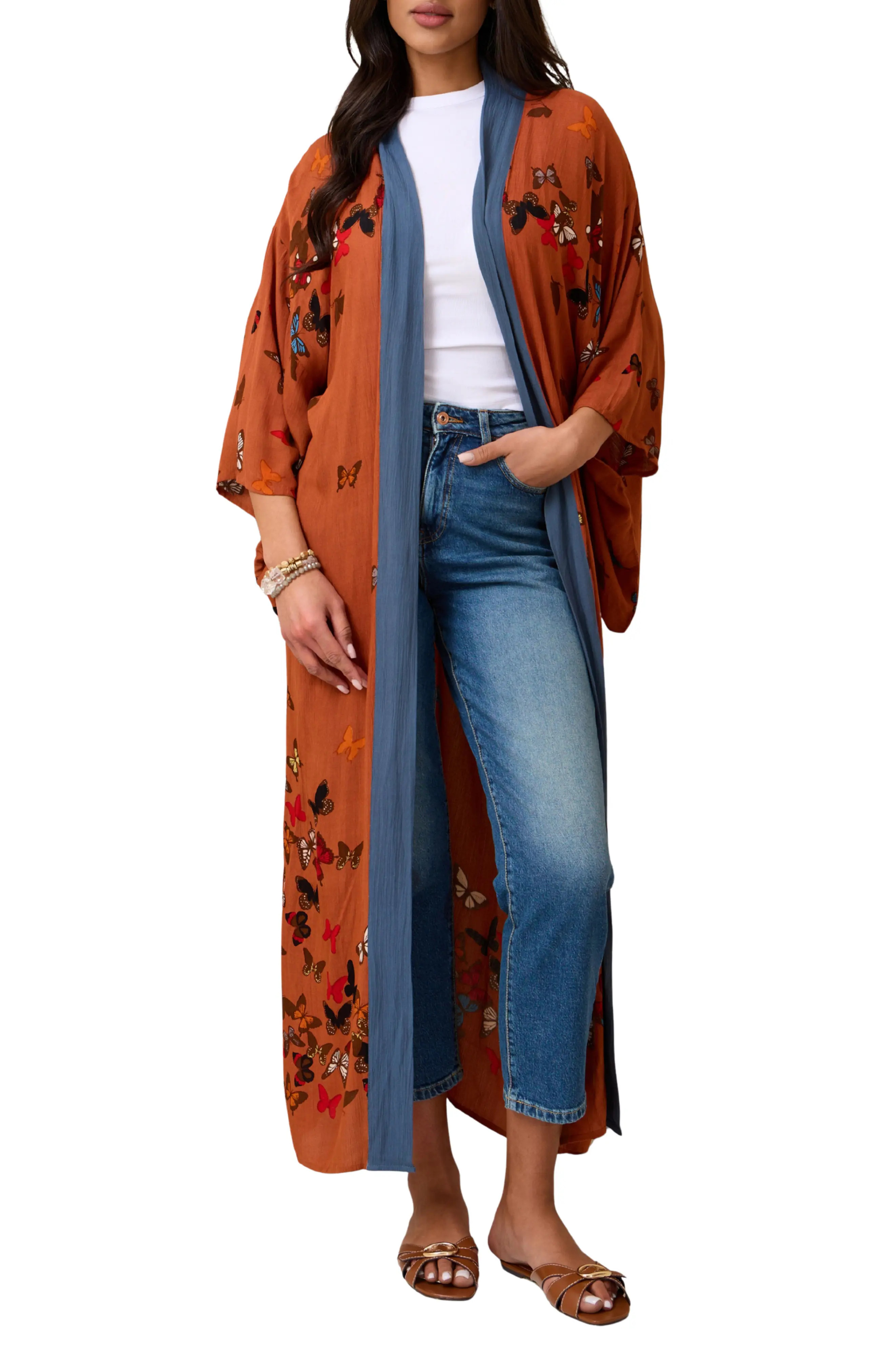 SAACHI Butterfly Longline Duster (Women) | Nordstromrack | Nordstrom Rack