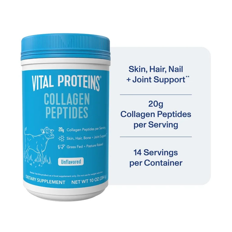 Vital Proteins Collagen Peptides Powder Supplement for Hair, Skin and Nails, Unflavored, 10 oz | Walmart (US)