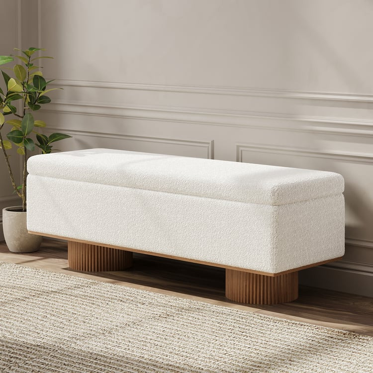 Teddy Fabric Fluffy Faux Fur Flip Top Wood Storage Bench | Homary | Homary