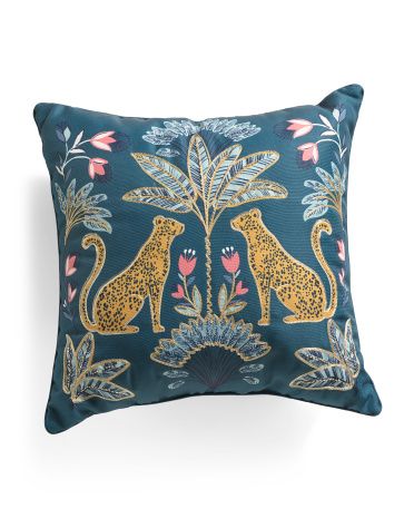 20x20 Outdoor Embroidered Cheetah Pillow | TJ Maxx