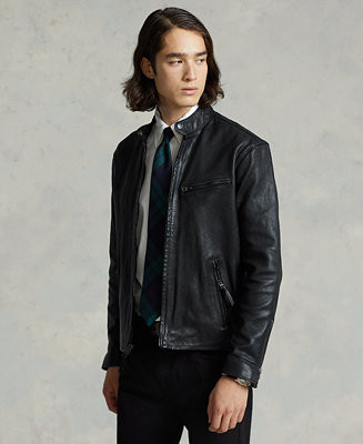 Polo Ralph Lauren Men's Café Racer Leather Jacket - Macy's | Macy's