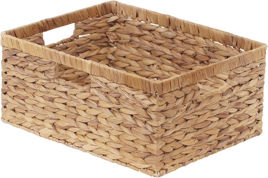 StorageWorks Extra Large Wicker Baskets for Organizing, Water Hyacinth Storage Basket with Built-... | Amazon (US)