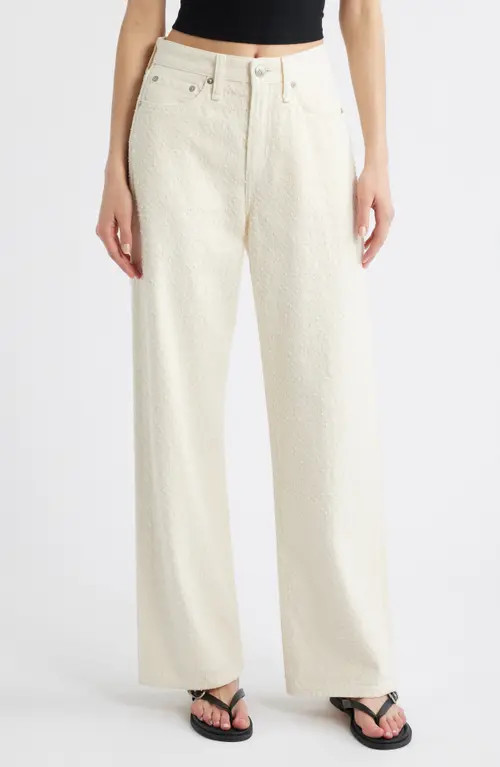 rag & bone Logan Textured Mid Rise Wide Leg Jeans in Ecru Tweed at Nordstrom, Size 32 | Nordstrom