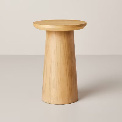 Wooden Round Pedestal Accent Drink Table: Rubberwood & Veneer, No Assembly - Hearth & Hand™ wit... | Target