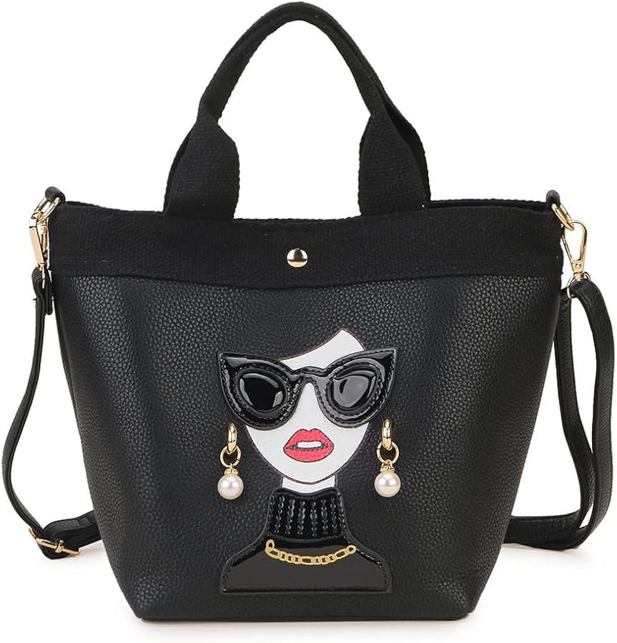 Funky Lady Face Purse for Women Casual Shopping Bag Top Handle Satchel Handbags Pu Leather Should... | Amazon (US)