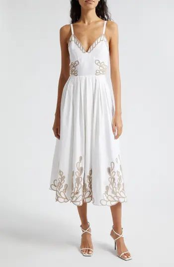 Maude Braid Detail Cotton Midi Dress | Nordstrom