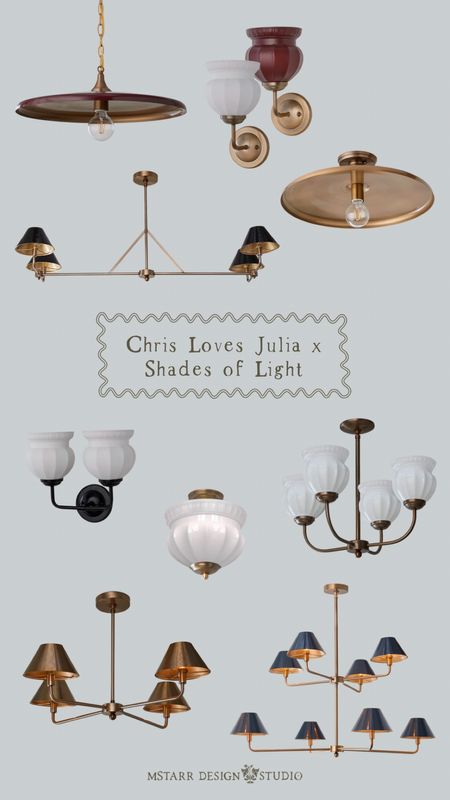 Chris Loves Julia debuts a new lighting collaboration with Shades of Light. Available in brass & black base with brass, black, white and colored shade options. 

Chain Pendant, ceiling lights, metal light, wall sconce, chandelier, linear pendant, flush mount, milk glass, shaded light, home decor 

#LTKhome #LTKFind