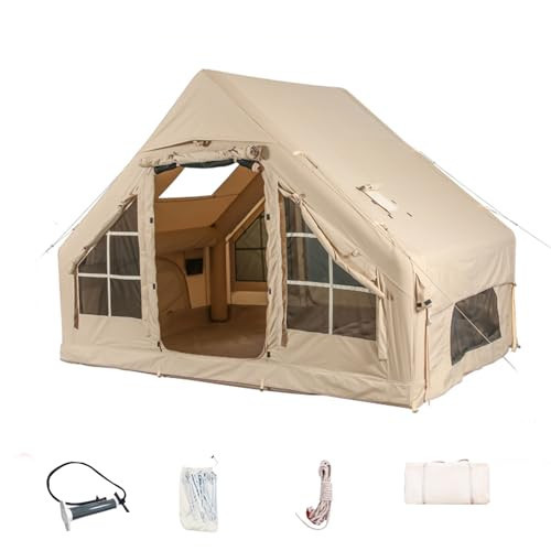 Inflatable Camping Tents with Hand Pump, Air Glamping Tents, Easy Setup Waterproof and Windproof Blow up Tent, 4 Seasons Oxford Cabin Tent with Mesh & Chimney Window. (10 * 6.9ft) | Amazon (US)