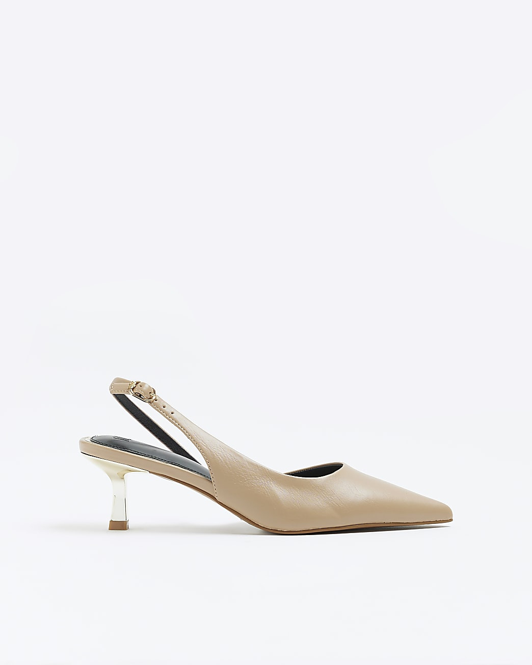 Beige pointed toe kitten heel court shoes | River Island (UK & IE)