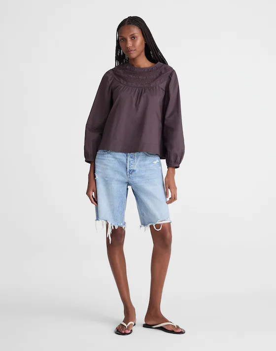 Lace-Insert High-Neck Top | Madewell