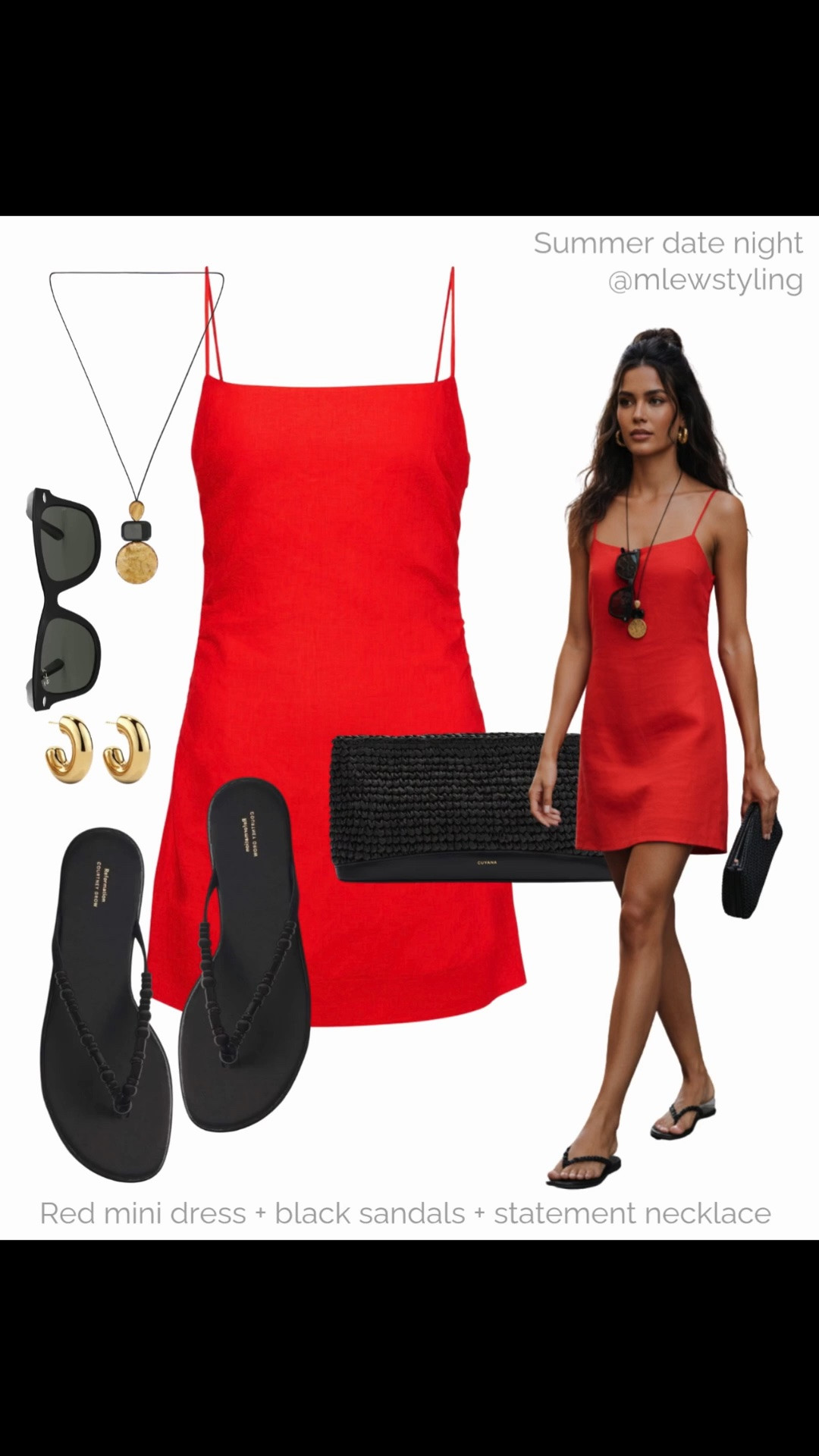 Summer date night ❤️‍🔥

Tags: red mini dress, summer outfit, vacation look, reformation bead detail sandals, ray-ban wayfarer sunglasses, gold hoop earrings, pendant necklace, black raffia clutch bag

#LTKsummer #LTKdatenight #LTKtravel
