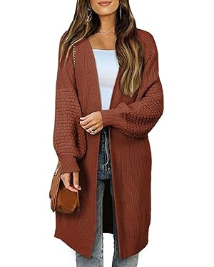 Dokotoo Women's 2025 Fashion Casual Open Front Long Sleeve Chunky Cable Knit Cardigans Sweaters O... | Amazon (US)