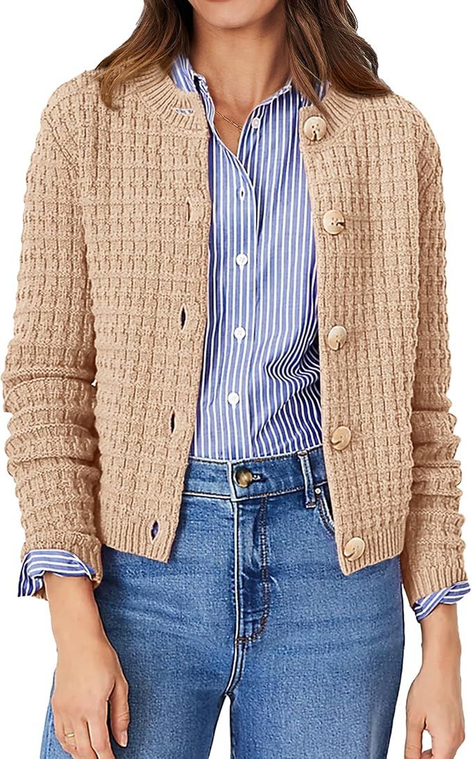 PRETTYGARDEN Women's Knit Cardigan Sweaters Casual Long Sleeve Open Front Button Down Trendy Jack... | Amazon (US)