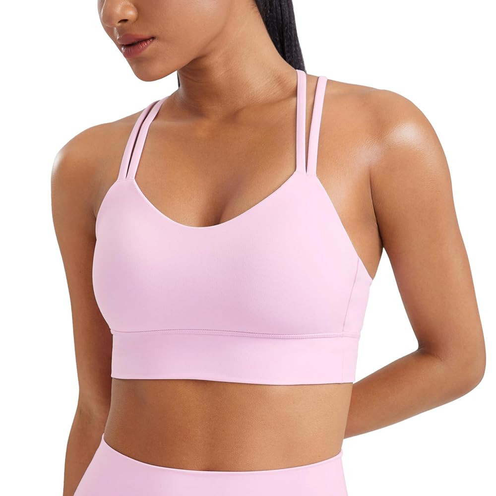 CRZ YOGA Softness Mold Womens Butterluxe Strappy Longline Sports Bra - Double Spaghetti Strap Wor... | Amazon (US)