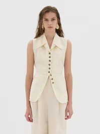 Tailored Collar Vest Top_Ecru | W Concept (US)