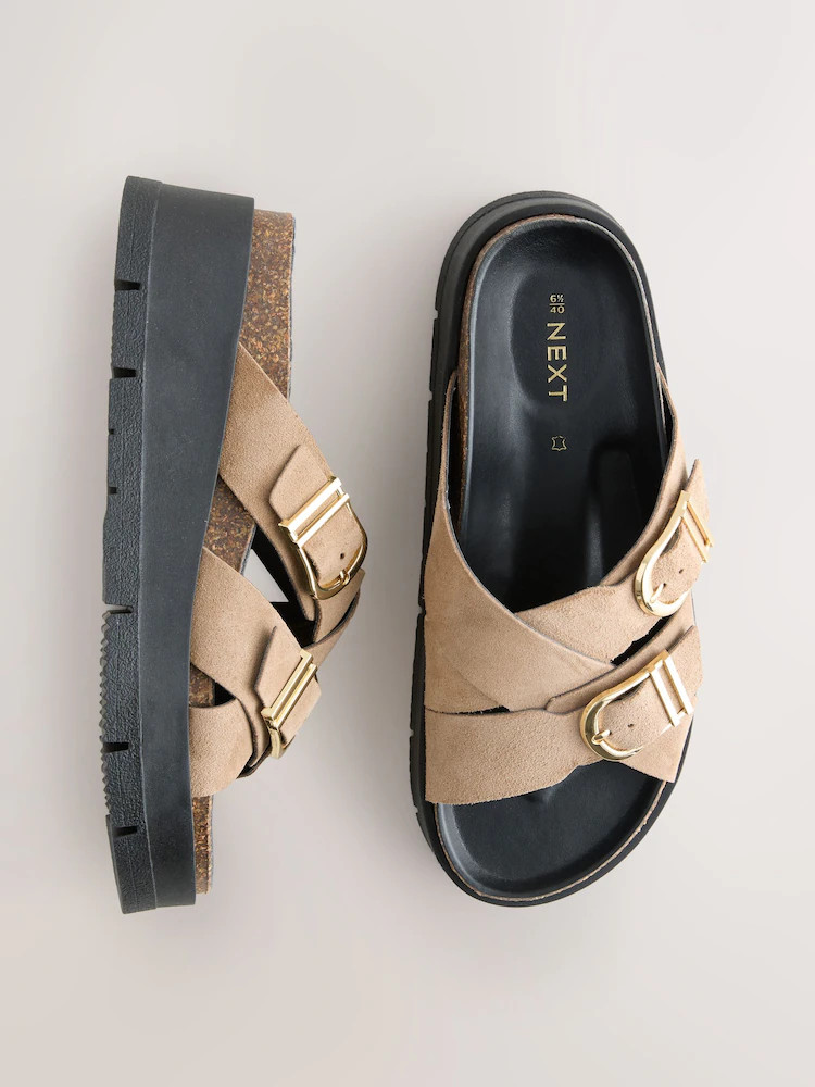 Beige - Plateausandalen mit Doppelschnallen | Next EU