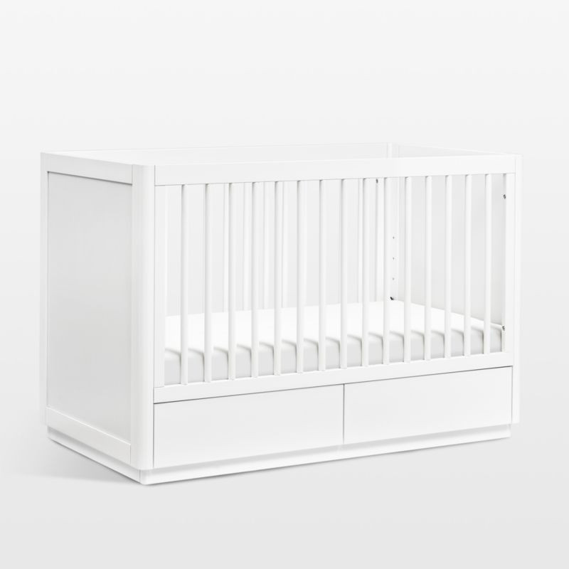 Babyletto Bento White Wood 3-in-1 Convertible Storage Baby Crib with Toddler Bed Conversion Kit +... | Crate & Barrel