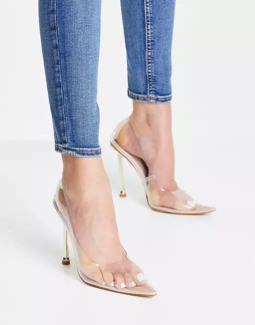 BEBO flaura clear pointed heels in beige | ASOS (Global)