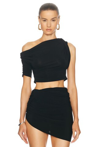 JACQUEMUS Le Haut Drapeado Mc in Black | FWRD | FWRD 