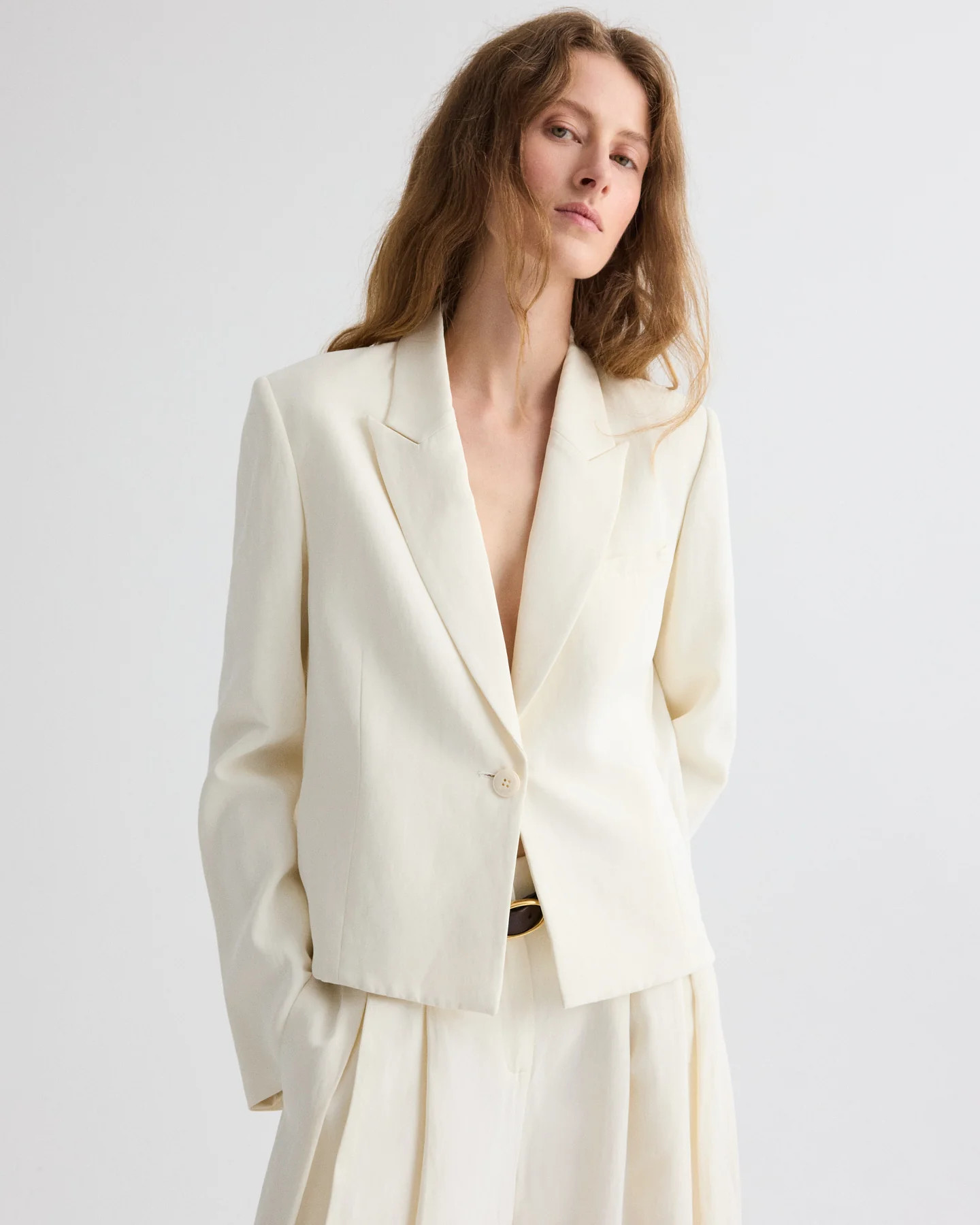 Sawyer Blazer in Coated Viscose Linen | TWP