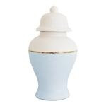Hydrangea Light Blue Color Block Ginger Jar with Gold Accent | Lo Home by Lauren Haskell Designs