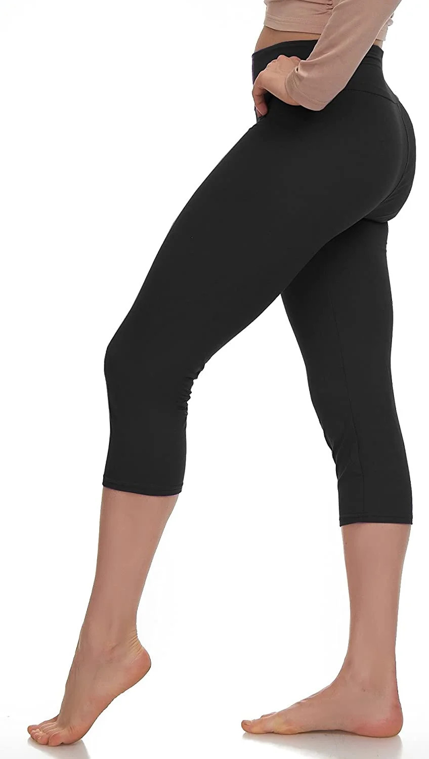 LMB Capri Leggings for Women Buttery Soft Polyester Fabric, Black, XS - L | Walmart (US)