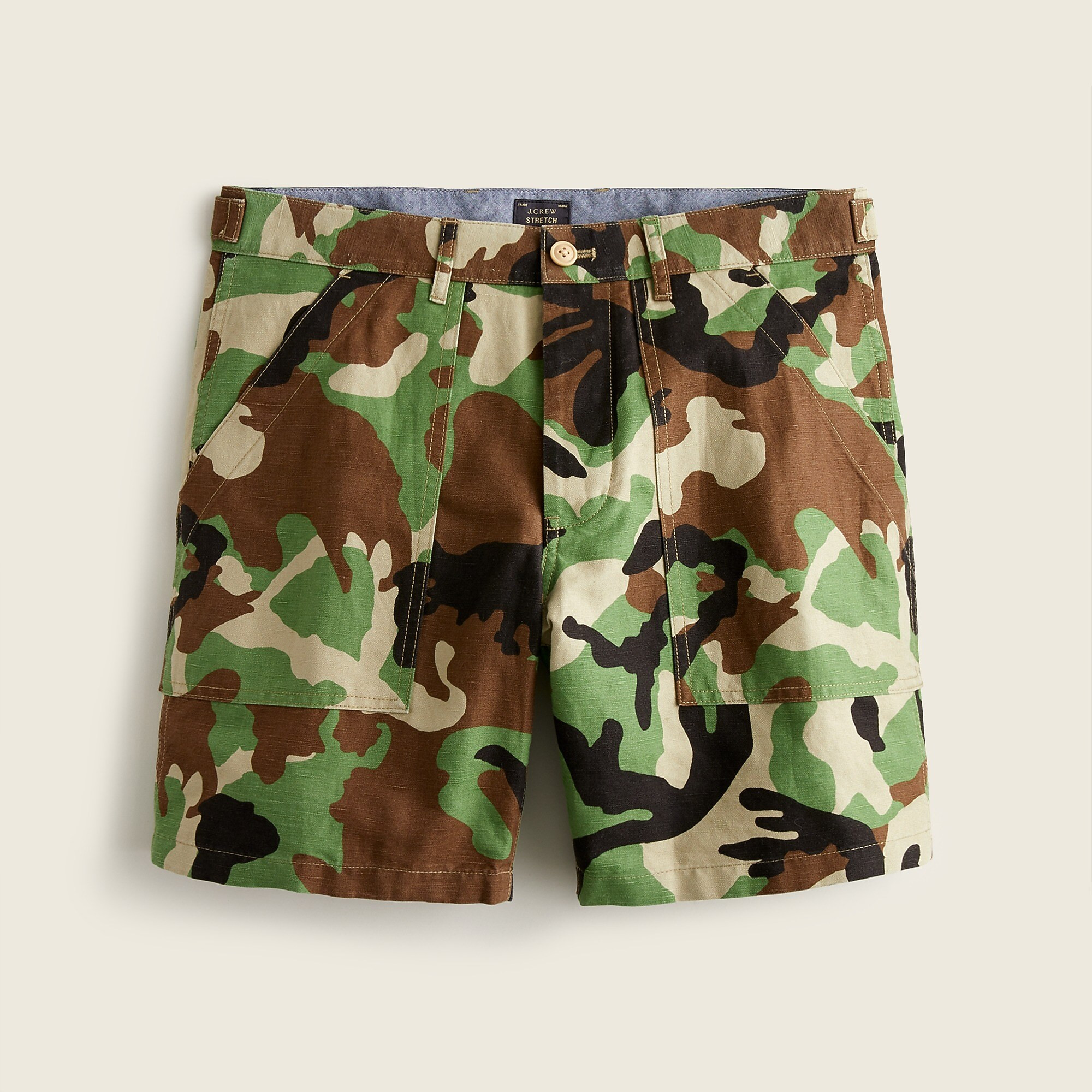 8" camp short in cotton-linen camouflage | J. Crew US