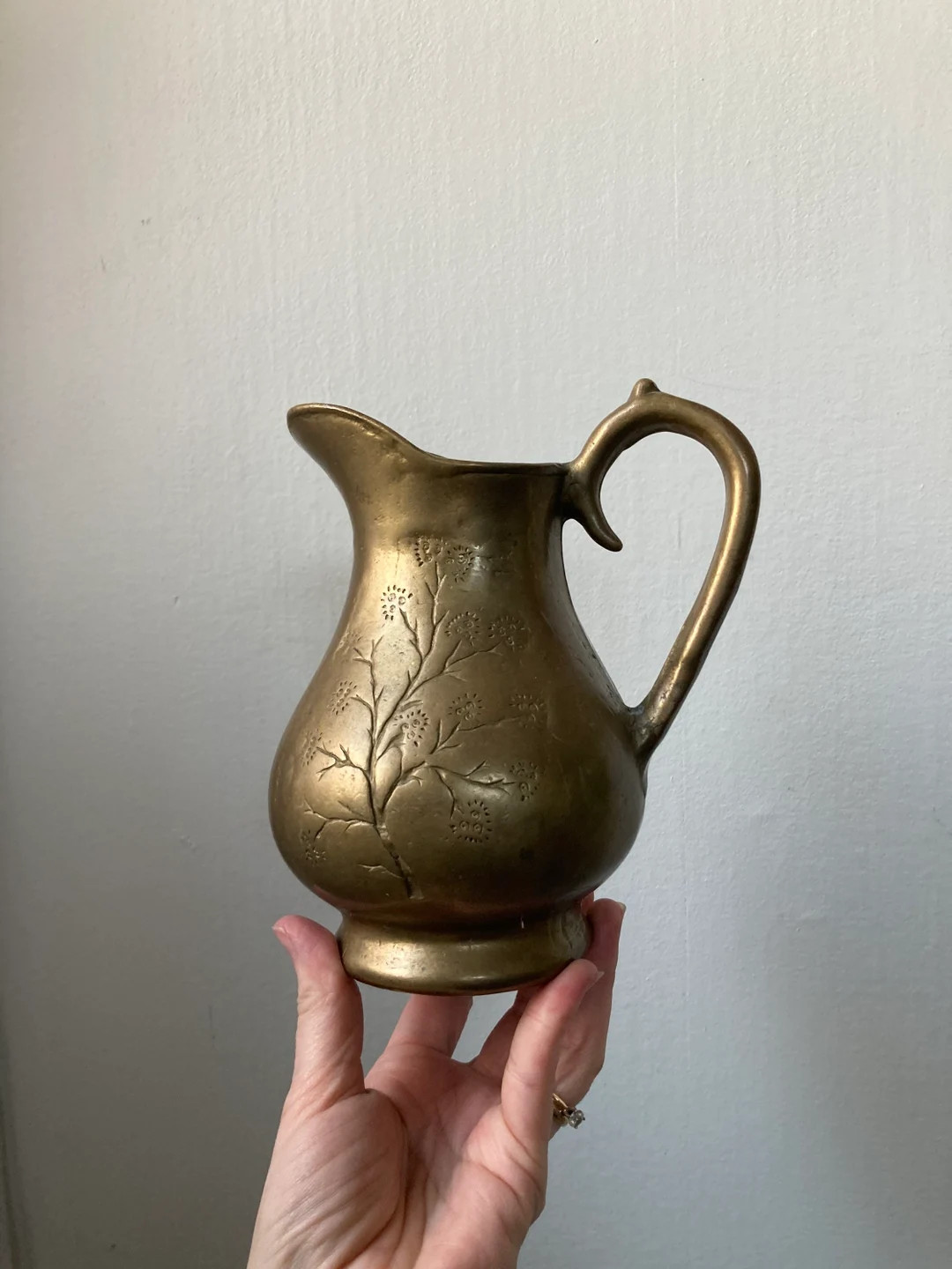 Brass floral etched pitcher | Etsy (US)