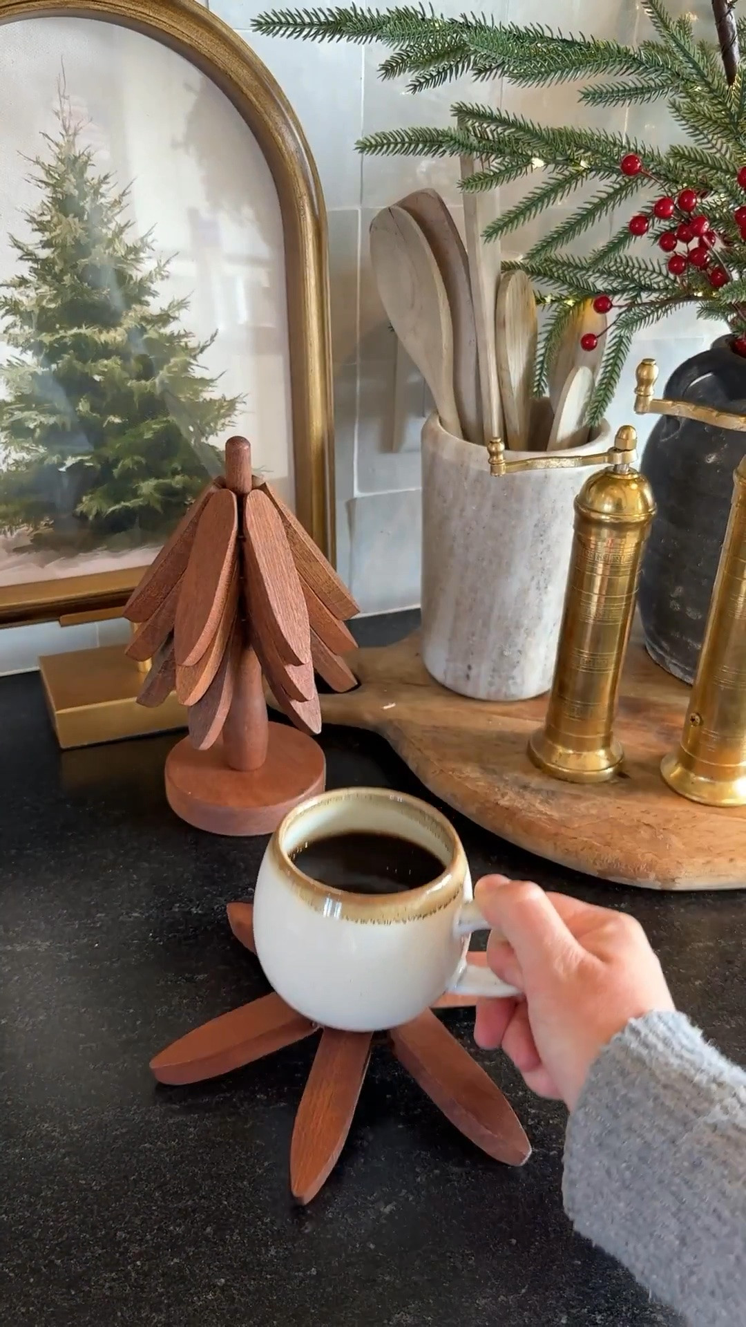 The cutest little holiday touch for the kitchen! 🎄🤎✨

These tree-shaped trivets add just the right amount of Christmas charm without making the space feel overly decorated. Such a simple, practical piece that makes everyday kitchen moments feel a little more festive. ❤️

#LTKHome #LTKSeasonal #LTKmomlife