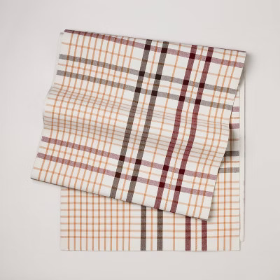 20"x90" Fall Plaid Oversized Runner Burgundy/Brown - Hearth & Hand™ with Magnolia | Target