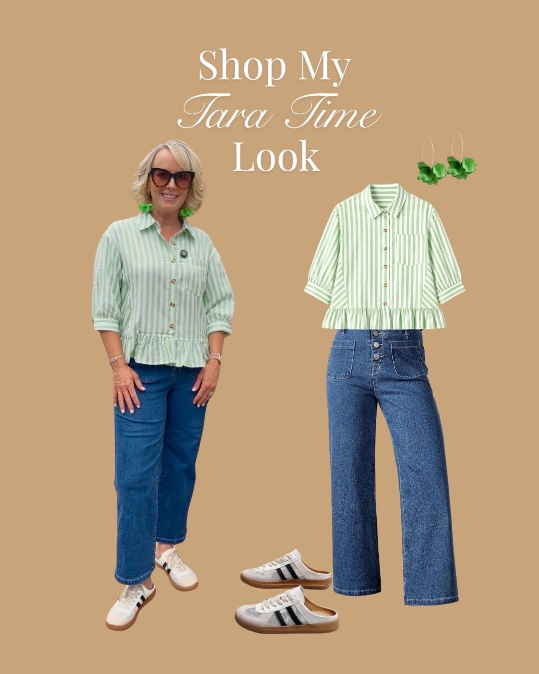 I always need to have a little fun with my Tara Time look! I styled this fun striped top with my go-to wide leg jeans and these easy sneaker mules, and then I added these floral earrings to tie the whole look together. And the best part? Every piece is from Amazon, so it’s all so easy to shop! Shop my full Tara Time look on my LTK 💚

#LTKootd #LTKPetite #LTKSeasonal