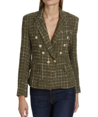 Generation Love Womens Delilah Tweed Double Breasted Blazer XS Army Green Multi  | eBay | eBay UK