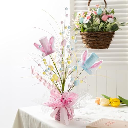 Glitzhome 21" H Easter Glitter Table Tree Decor Easter Gifts Artificial Egg and Hat Tree Table Centerpiece Decoration for Party Festival Home Decor | Amazon (US)
