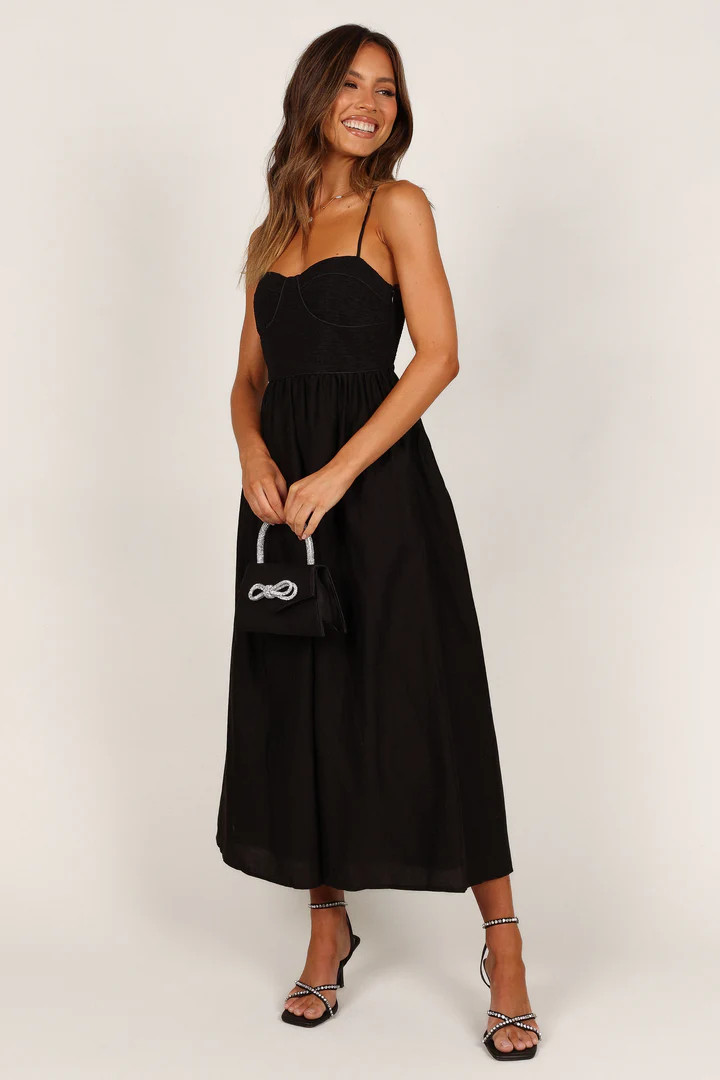 Milsy Pleated Bodice Midi Dress - Black | Petal & Pup (US)