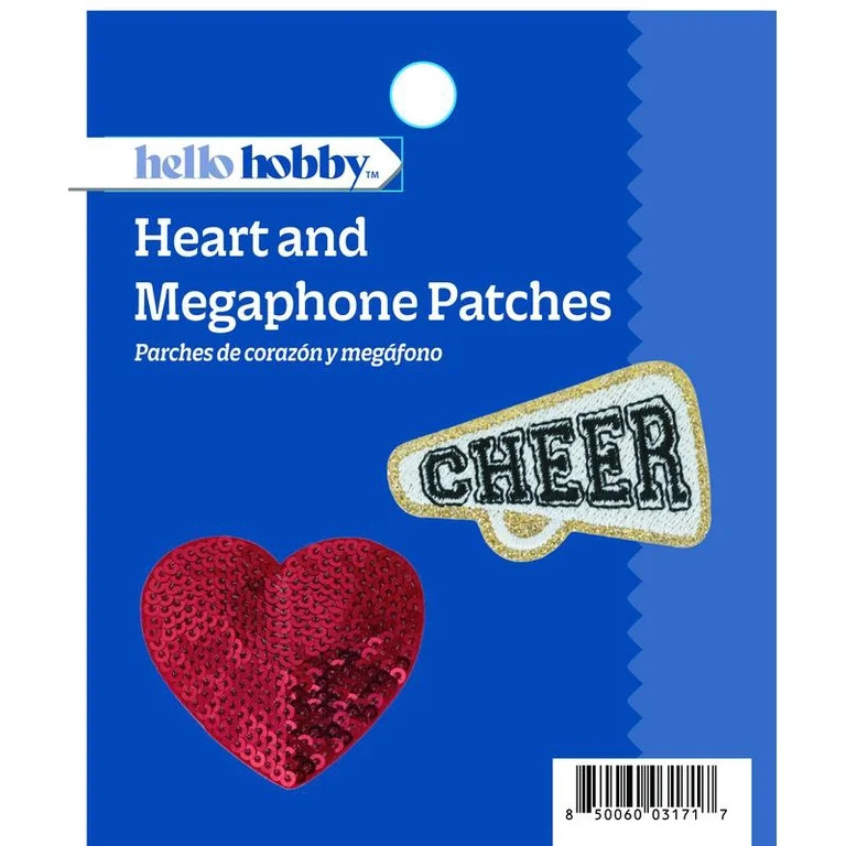 Hello Hobby Cheerleader Heart and Megaphone Patches, Pack of 2 | Walmart (US)