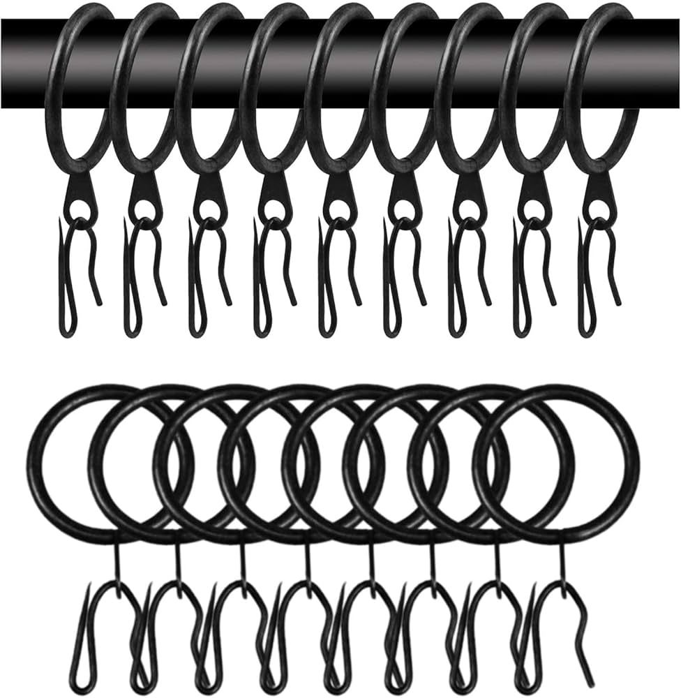 60 Pcs Metal Curtain Rings with Eyelet Curtain Rings and 60 Pcs Metal Curtain Rods Hooks Drapery ... | Amazon (US)