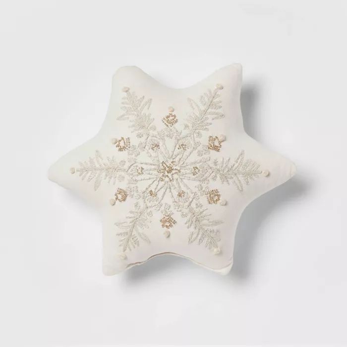 Embroidered Snowflake Shaped Throw Pillow Ivory - Threshold™ | Target