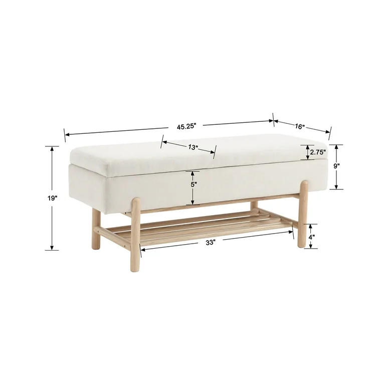 Dayalane Entryway Storage Bench, Linen Upholstered End of Bed Ottoman Bench with Wooden Shoe Rack... | Walmart (US)