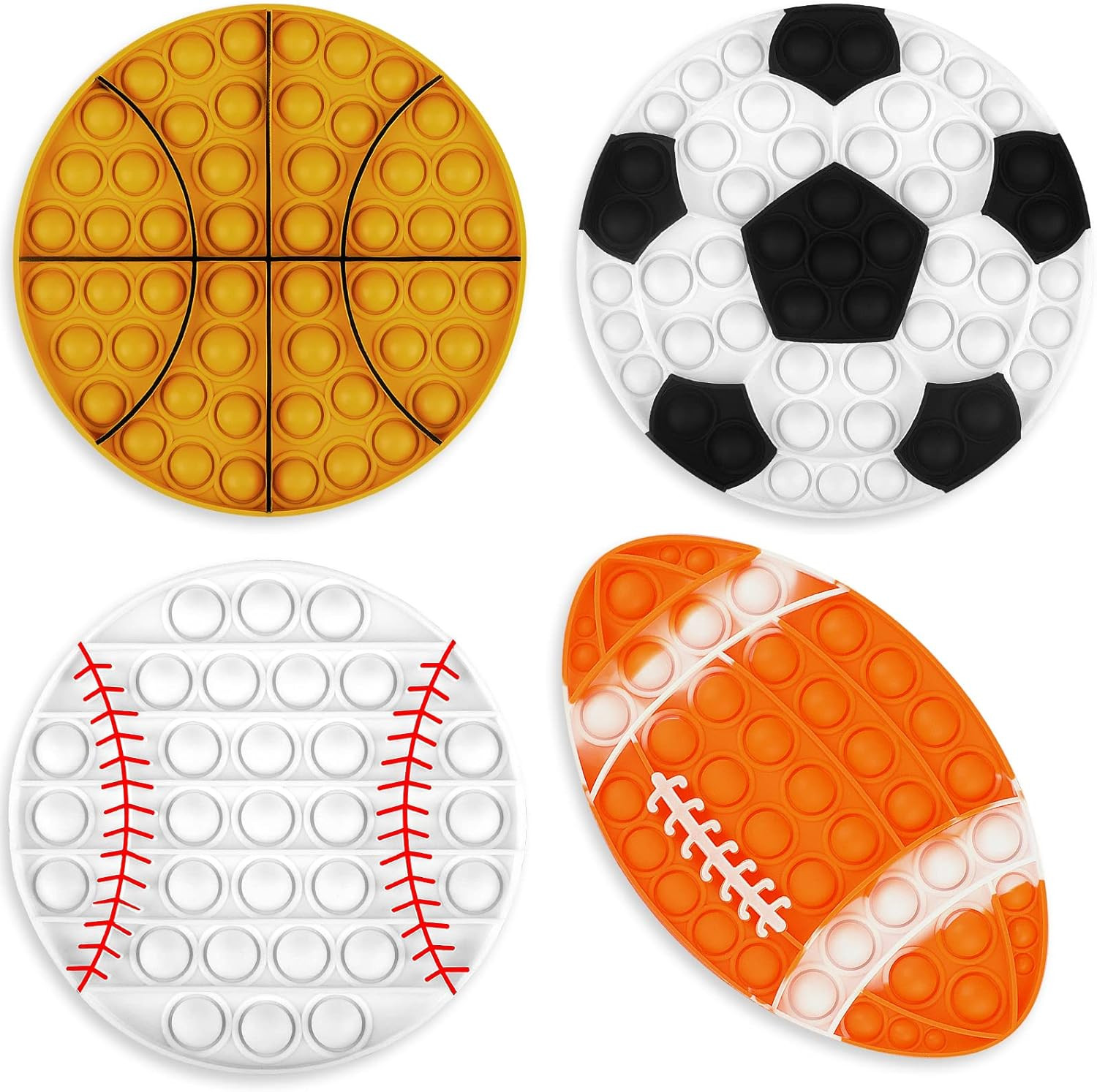 Amazon.com: 4 Pcs Push Bubble Pop Fidget It Toy Football Soccer Basketball Baseball Squeeze Silic... | Amazon (US)