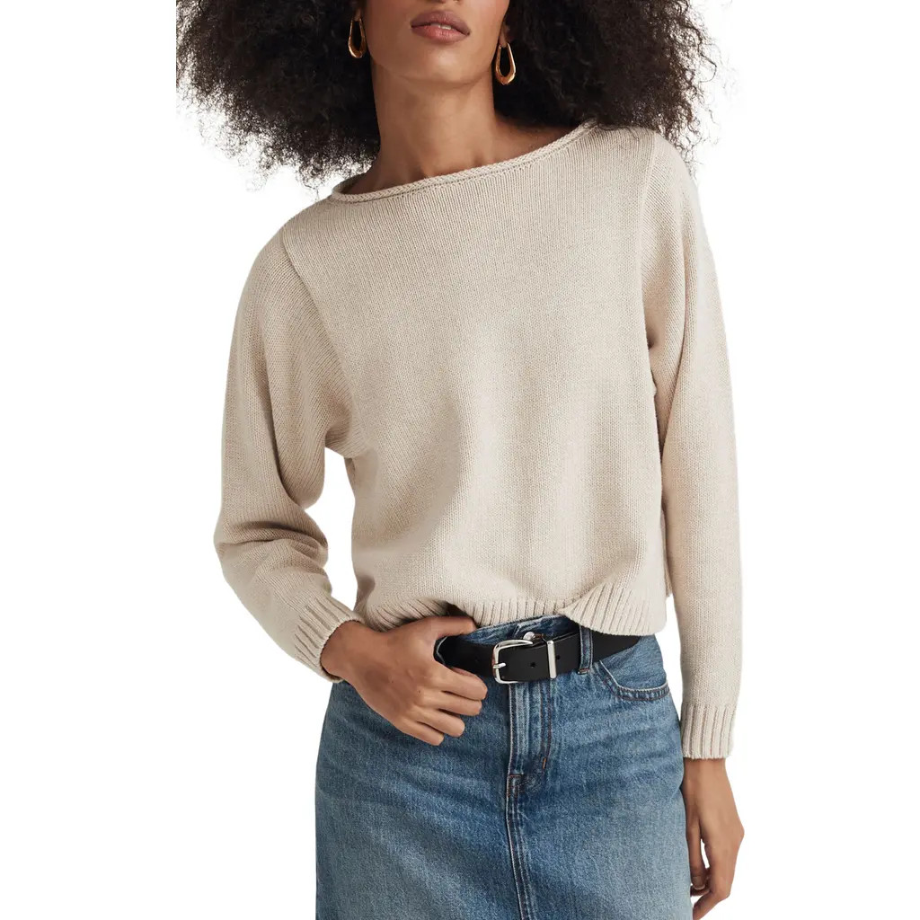Madewell Roll Neck Cotton Pullover Sweater in Heather Caramel at Nordstrom Rack, Size Large | Nordstrom Rack