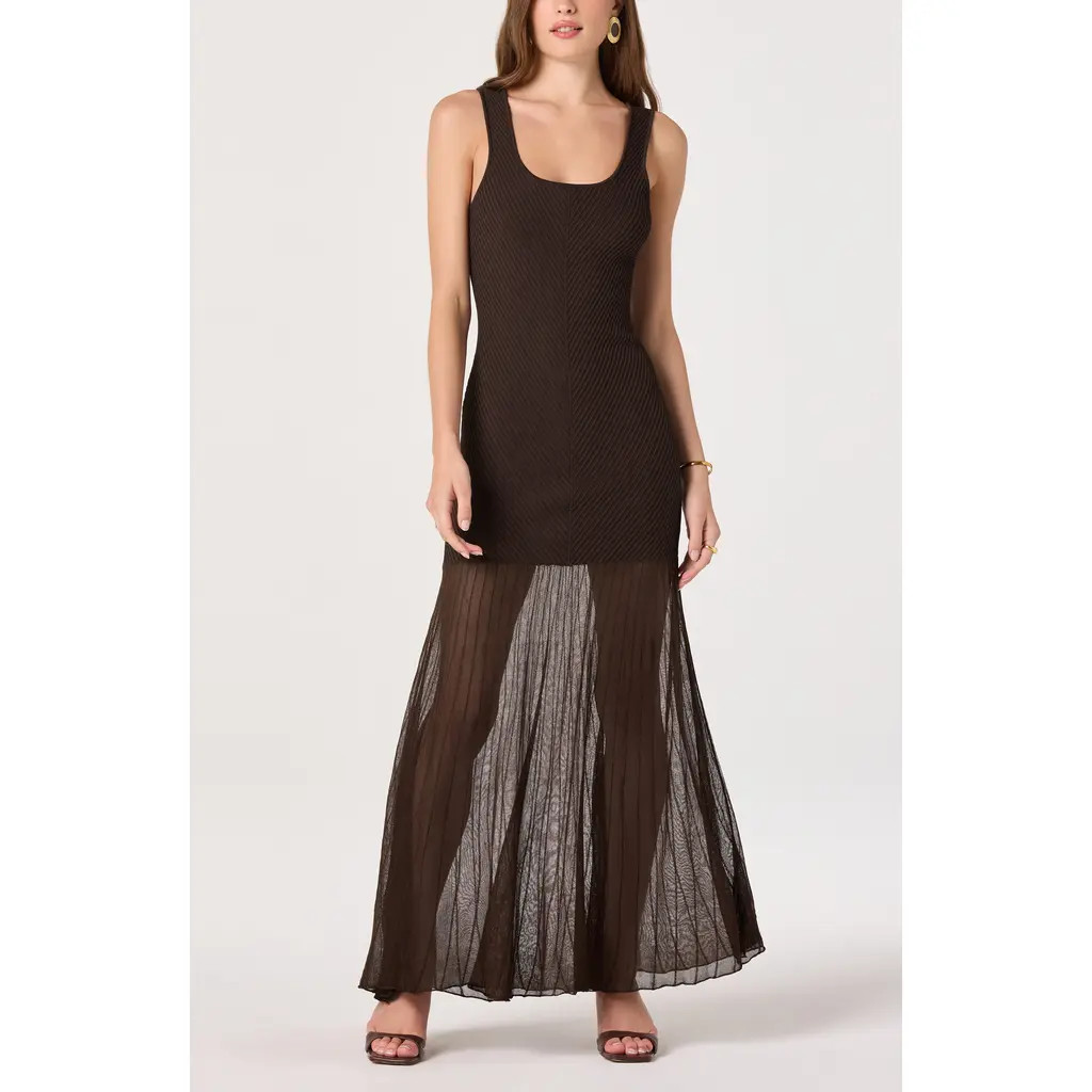 ASTR the Label Glena Sleeveless Maxi Dress in Brown at Nordstrom, Size Large | Nordstrom