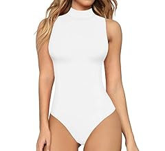 MANGOPOP Women's Mock Turtle Neck Sleeveless Tank Tops/Short Sleeve Bodysuit Leotard Clothing | Amazon (US)